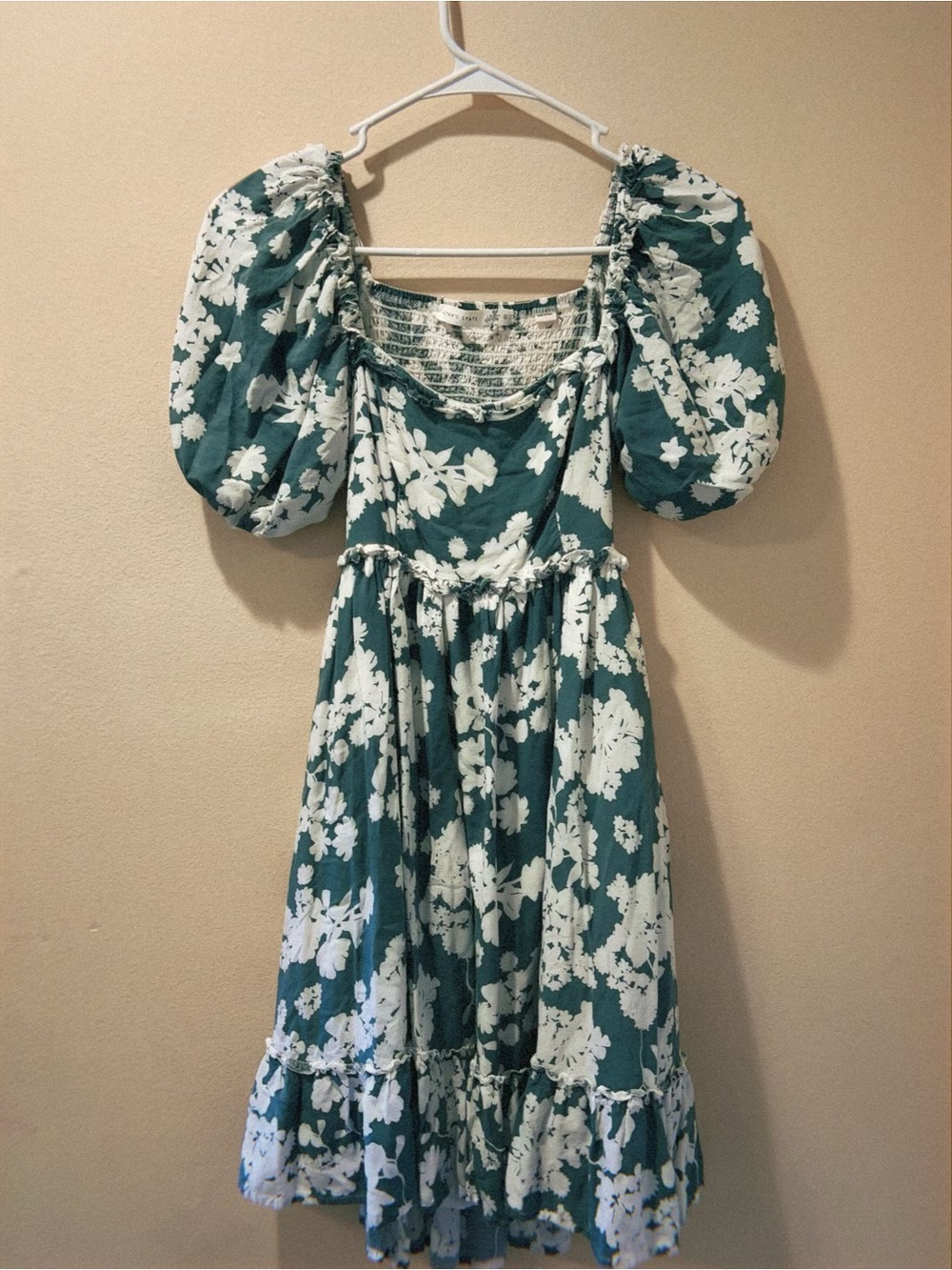 Altar'd State Light Green and White Floral Smocked Sundress